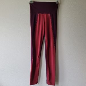 Aerie Scalloped Leggings Two Tone Maroon